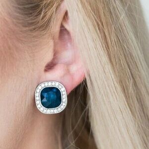 Sapphire Blue and Silver Crystal Earrings